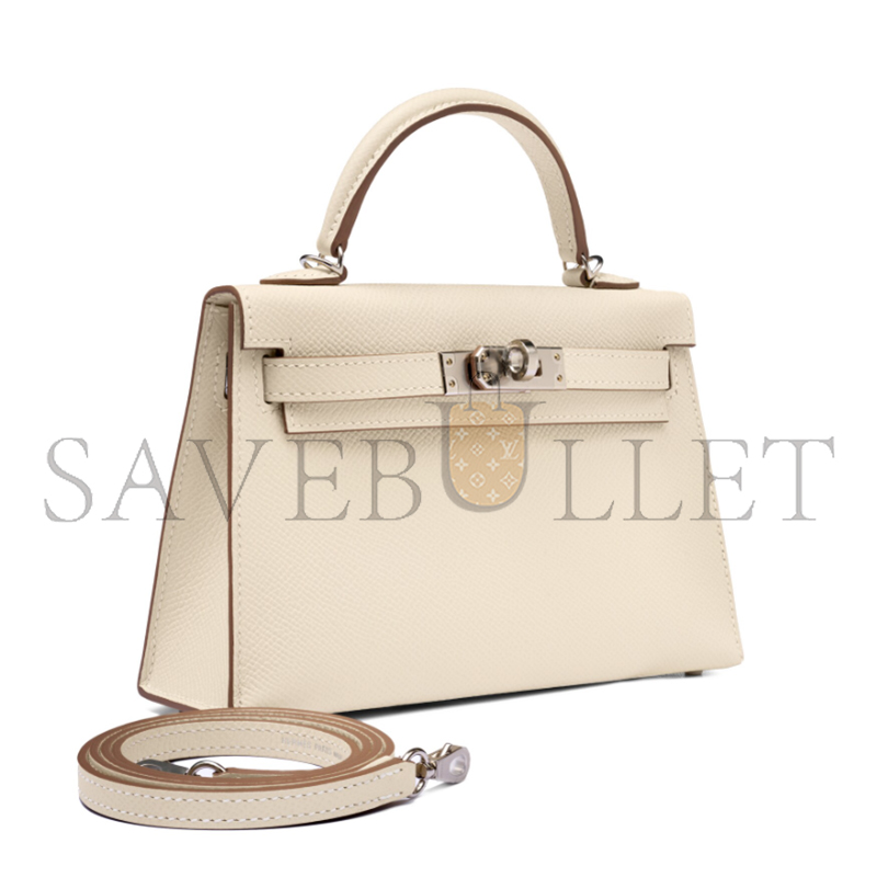 HERMES MINI KELLY SELLIER EPSOM PALLADIUM HARDWARE (19*12*5.5cm) HERMES MINI KELLY SELLIER EPSOM PALLADIUM HARDWARE (19*12*5.5cm)
